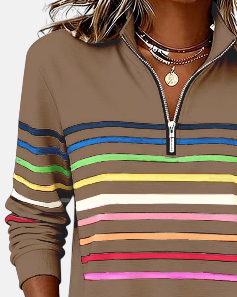 MOREAU LYON | PULL RAYÉ À FERMETURE ÉCLAIR POUR FEMMES