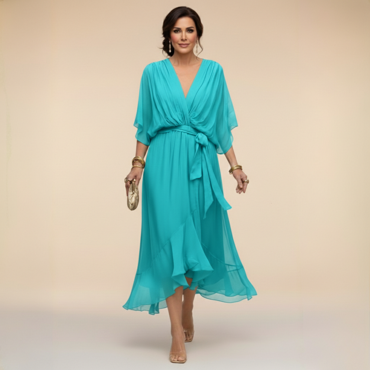 MOREAU LYON | ROBE EN MOUSSELINE À COL V POUR FEMME