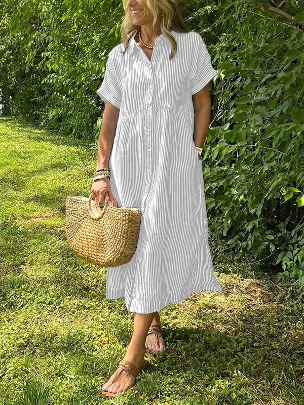 Maisonrivelle | Robe à rayures Maxi avec boutons Malina