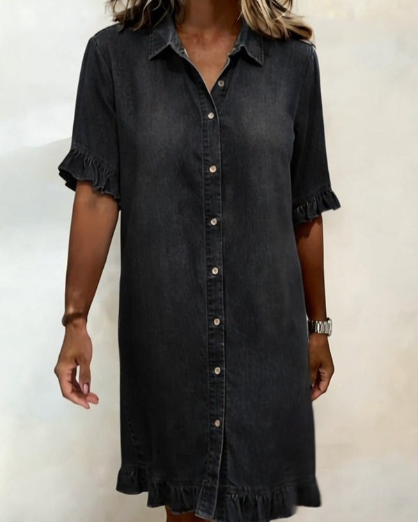 Maisonrivelle | Robe confortable en denim à volants Sadie
