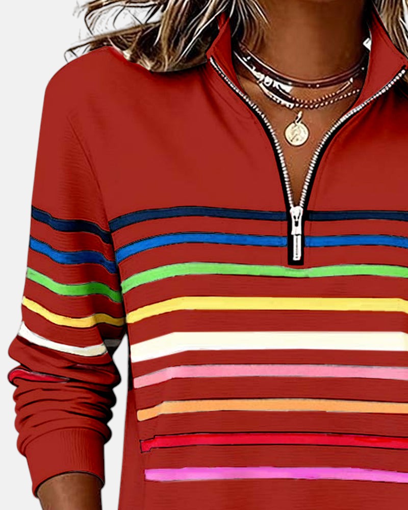 MOREAU LYON | PULL RAYÉ À FERMETURE ÉCLAIR POUR FEMMES