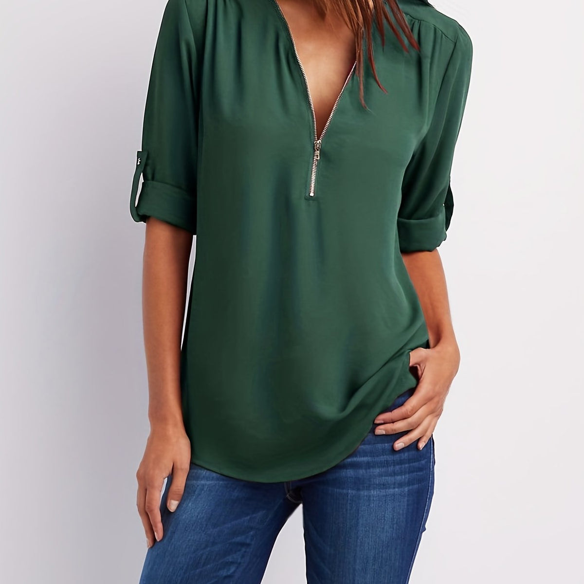 MOREAU LYON | BLOUSE À COL EN V ZIP POUR FEMMES