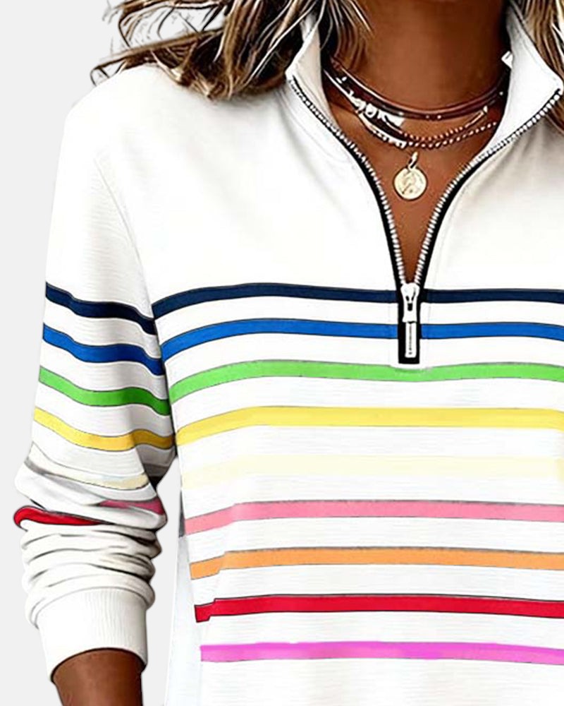 MOREAU LYON | PULL RAYÉ À FERMETURE ÉCLAIR POUR FEMMES