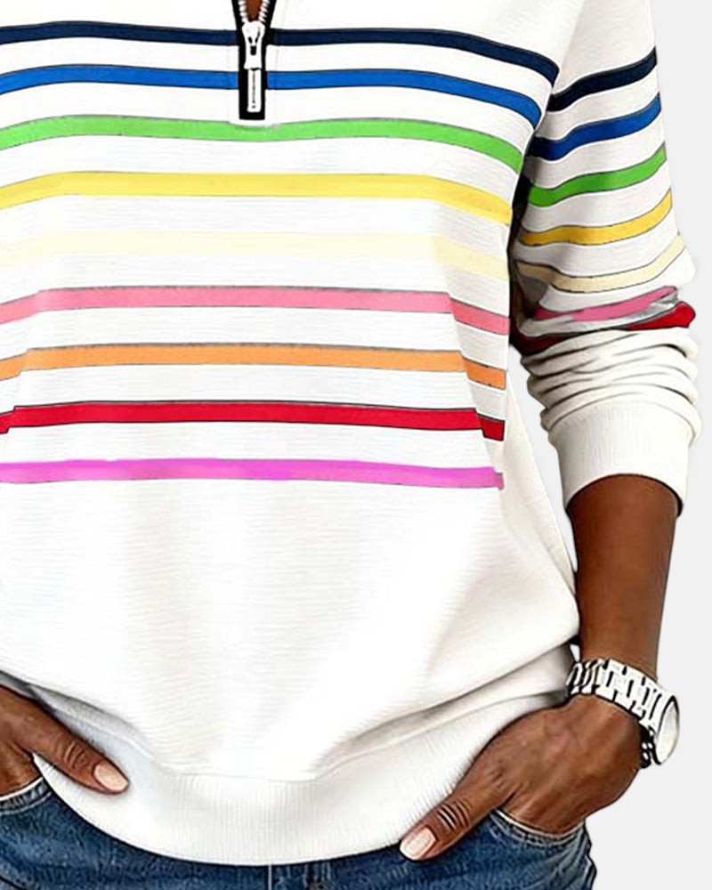 MOREAU LYON | PULL RAYÉ À FERMETURE ÉCLAIR POUR FEMMES