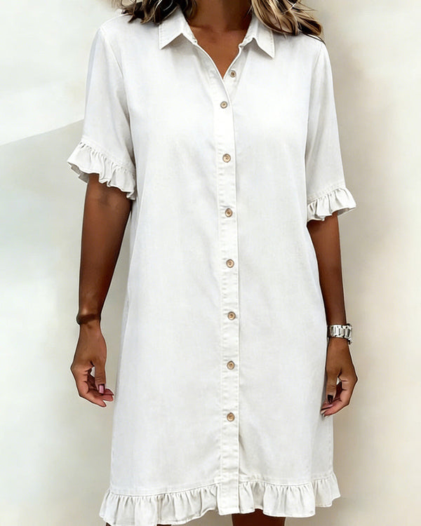 Maisonrivelle | Robe confortable en denim à volants Sadie