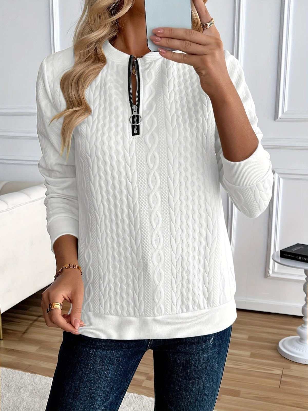 MOREAU LYON | SWEAT ZIPPÉ TEXTURÉ POUR FEMMES