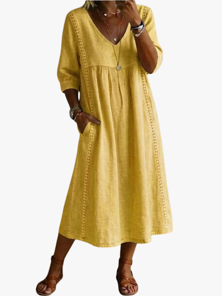 MOREAU LYON | ROBE MIDI CLASSIQUE COL V FEMME