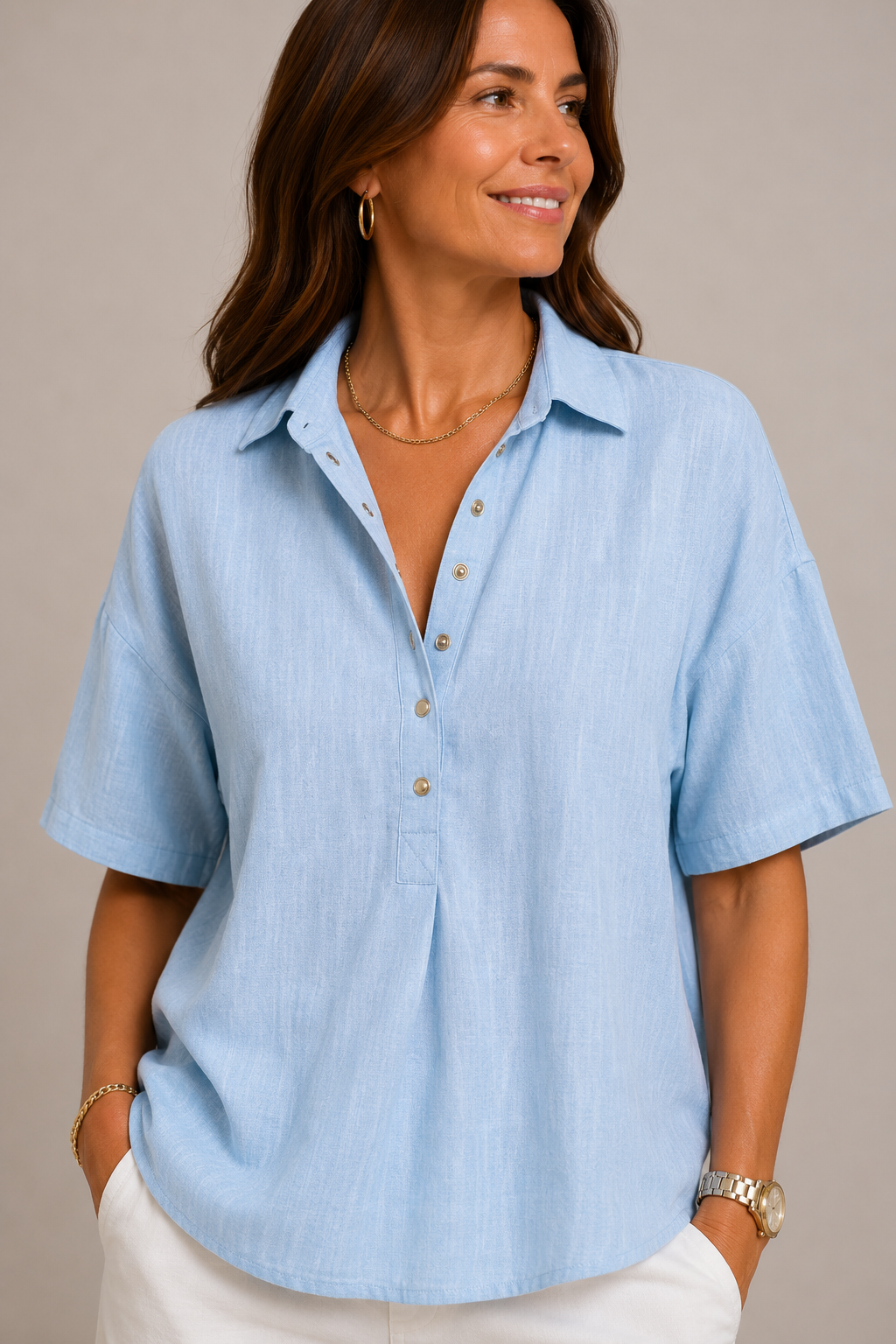 MOREAU LYON | CHIC BLOUSE À COL EN V POUR FEMMES
