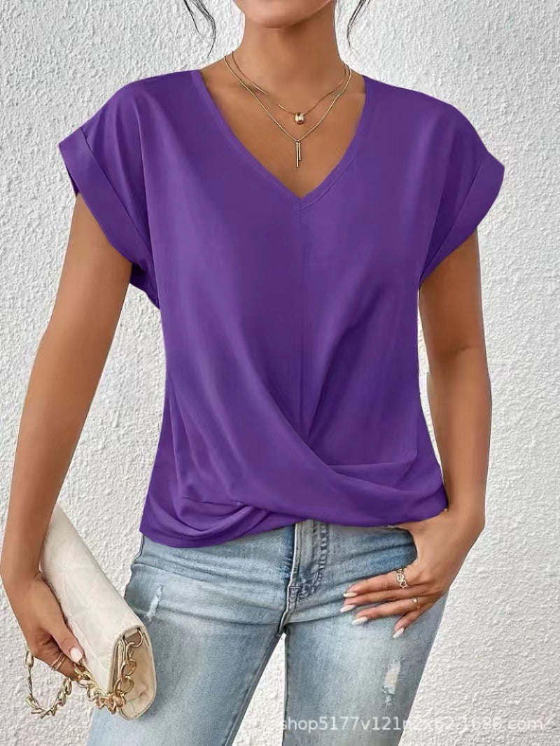 MOREAU LYON | T-SHIRT À COL EN V ÉLÉGANT POUR FEMME