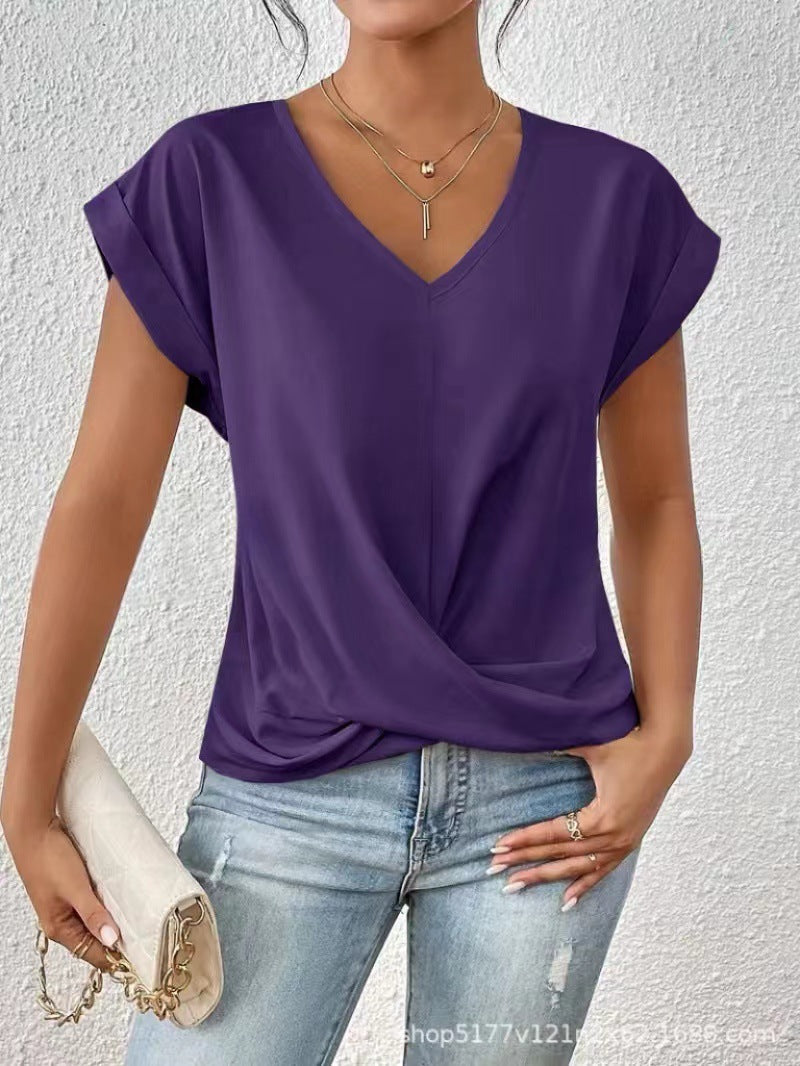 MOREAU LYON | T-SHIRT À COL EN V ÉLÉGANT POUR FEMME