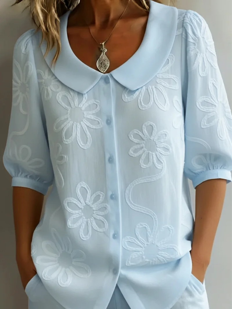 MOREAU LYON | BLOUSE FLORALE COL ROND POUR FEMMES