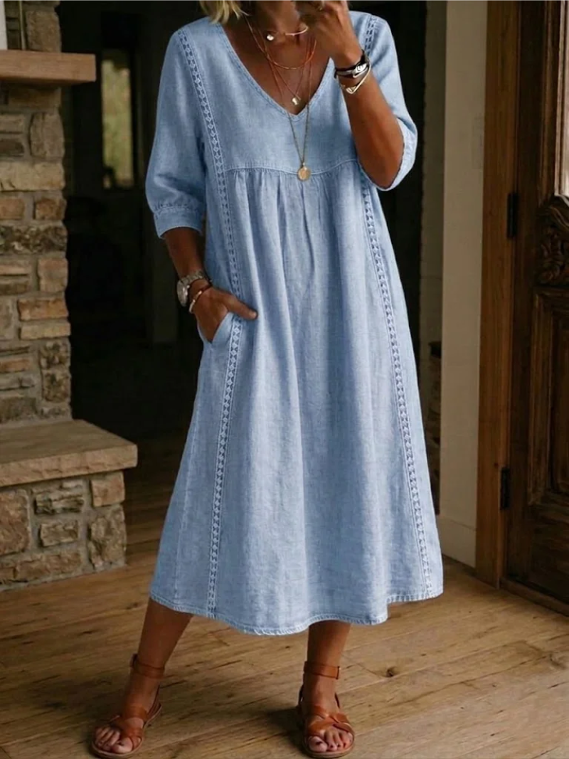 MOREAU LYON | ROBE MIDI CLASSIQUE COL V FEMME