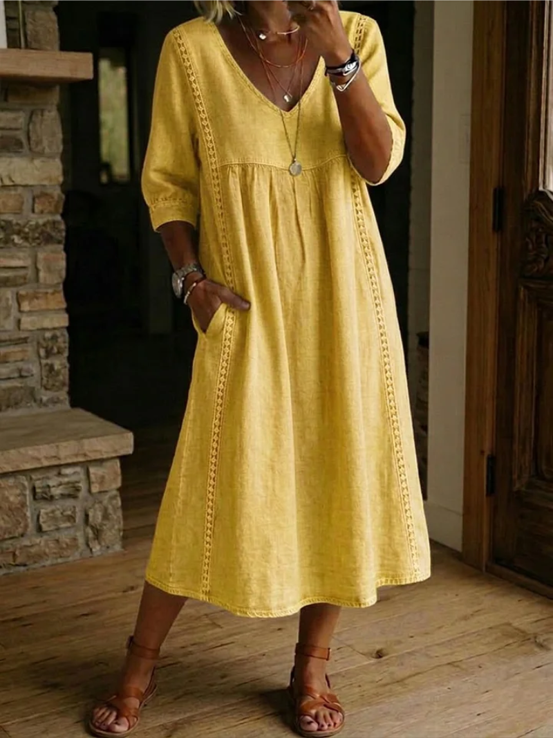 MOREAU LYON | ROBE MIDI CLASSIQUE COL V FEMME