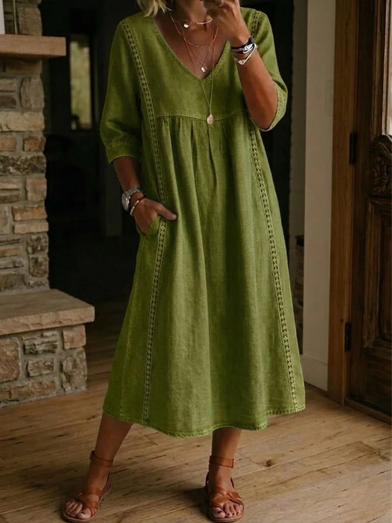 MOREAU LYON | ROBE MIDI CLASSIQUE COL V FEMME