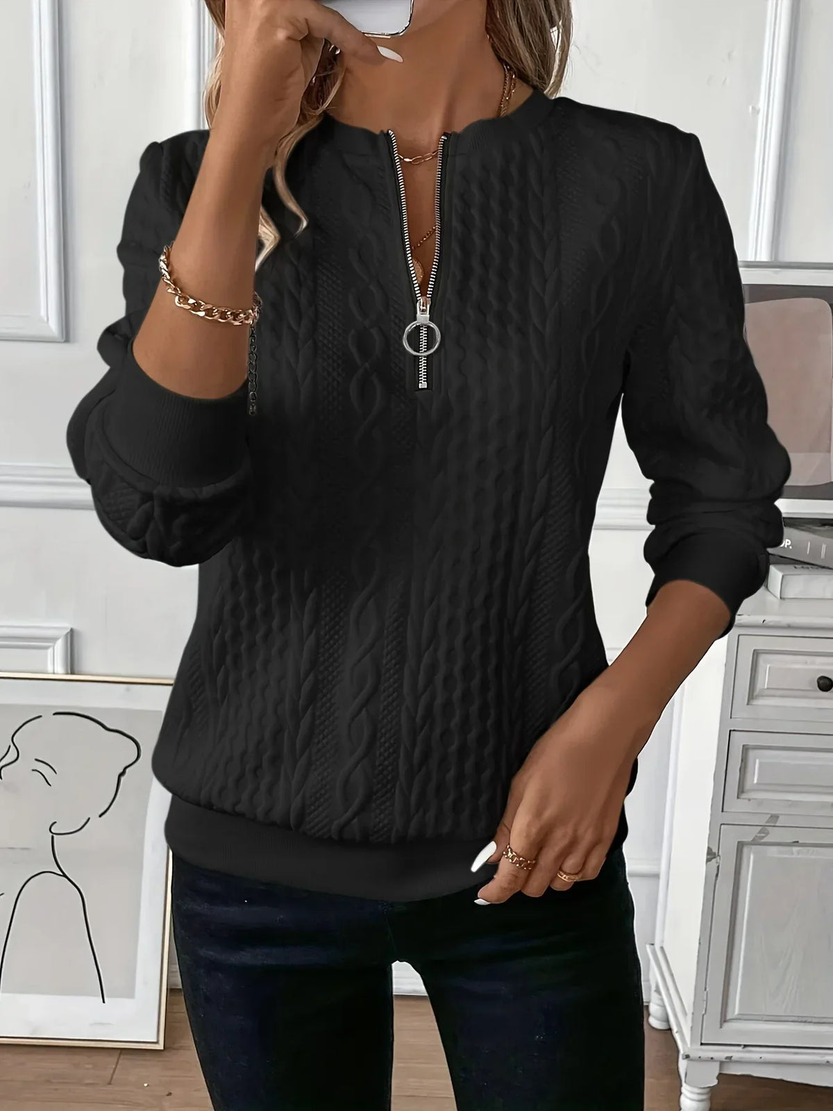 MOREAU LYON | SWEAT ZIPPÉ TEXTURÉ POUR FEMMES