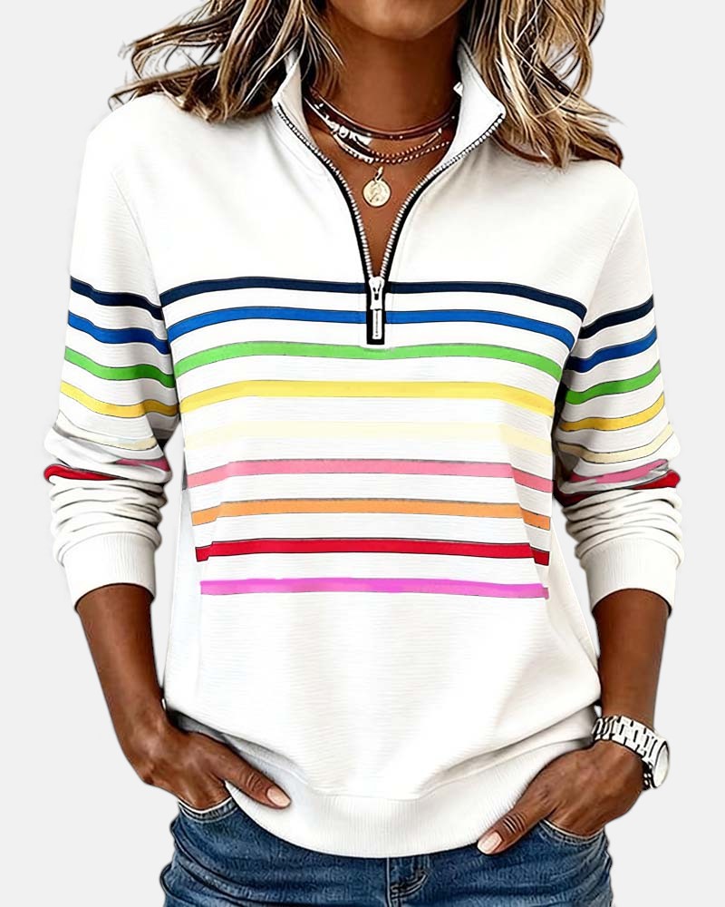 MOREAU LYON | PULL RAYÉ À FERMETURE ÉCLAIR POUR FEMMES