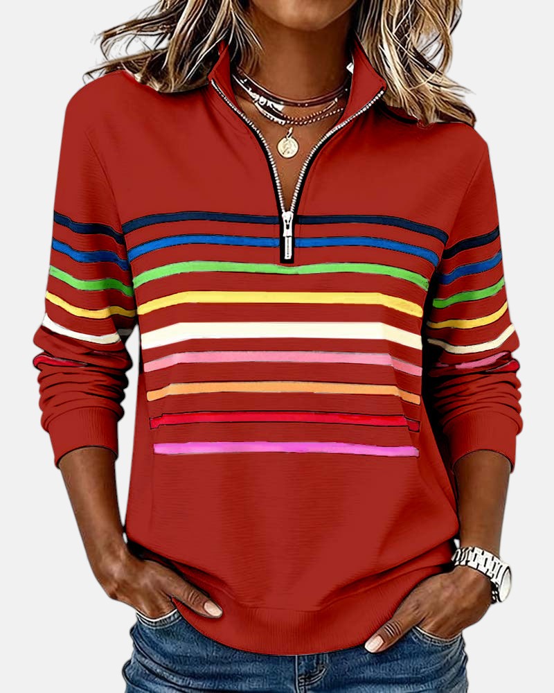 MOREAU LYON | PULL RAYÉ À FERMETURE ÉCLAIR POUR FEMMES