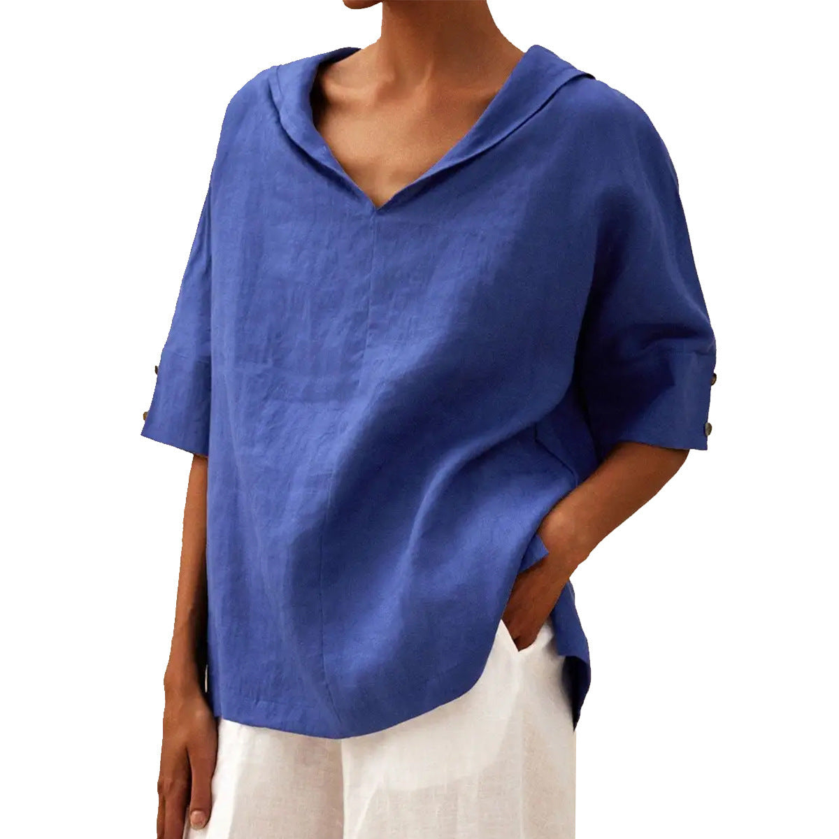 MOREAU LYON | BLOUSE EN LIN À COL EN V POUR FEMMES