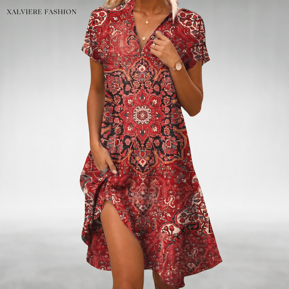 Xalviere | Lichtgewicht Comfort Midi Jurk Claire