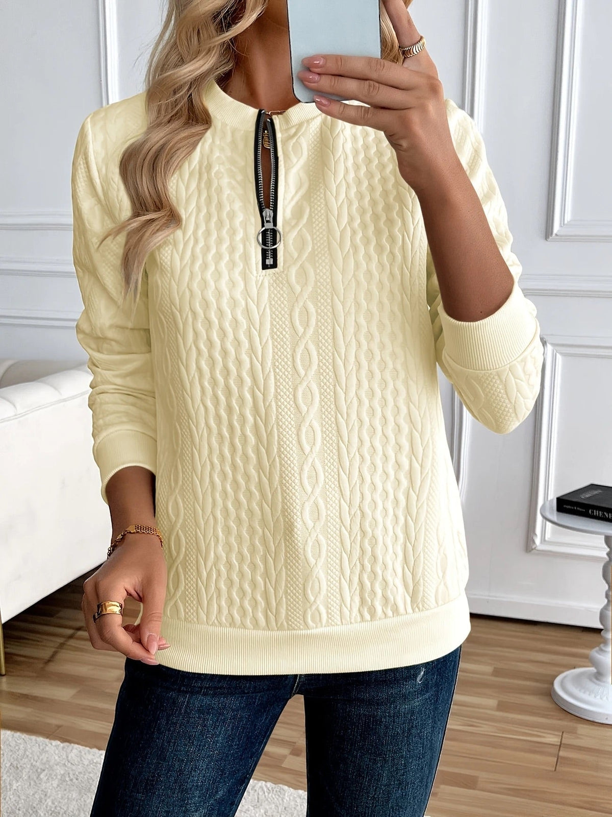 MOREAU LYON | SWEAT ZIPPÉ TEXTURÉ POUR FEMMES