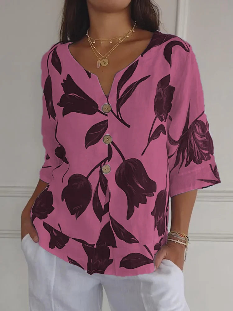 Kim - Chemisier Floral Élégant