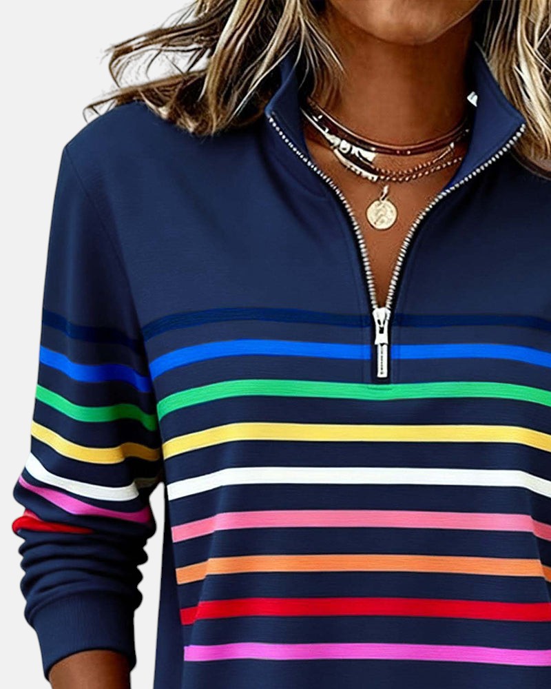 MOREAU LYON | PULL RAYÉ À FERMETURE ÉCLAIR POUR FEMMES