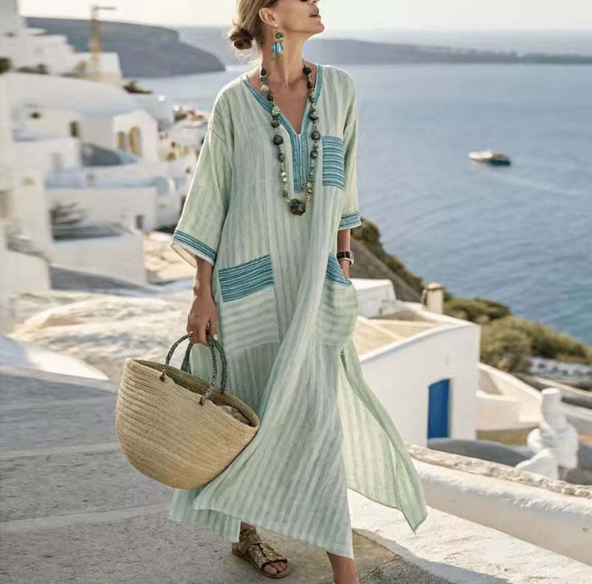 Xalviere | Kristy Elegante Lange Strandjurk Stijlvolle Zomerlook