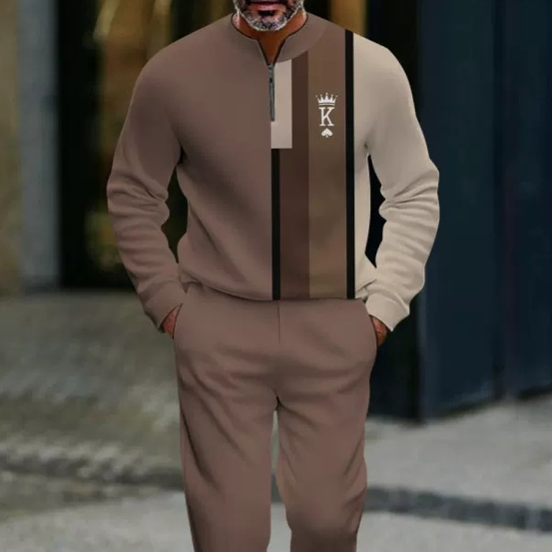 🌿👬Ensemble pour homme avec imprimé graphique, pull et pantalon