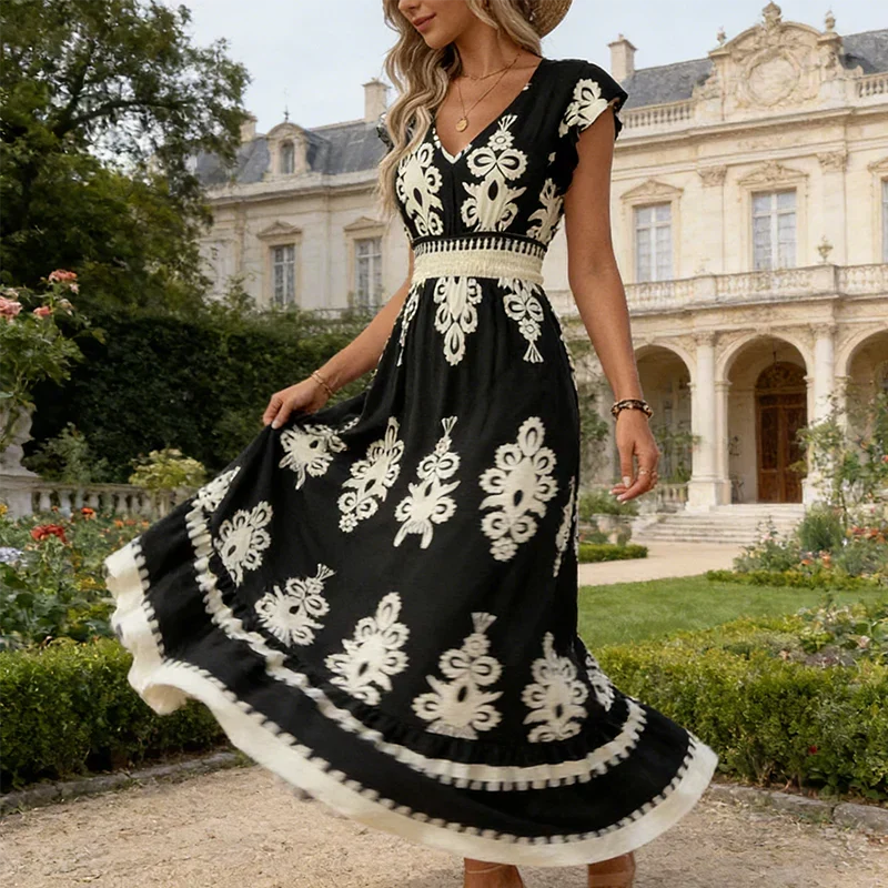 Maisonrivelle | Robe longue à encolure en V Candela