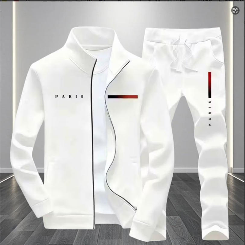 Men's Printed Zip Jacket & Pants Set – Complete, Soft, Casual